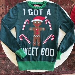 Sweet Bod Gingerbread Hybrid Holiday Sweater Ugly Christmas Sweater Sz Medium